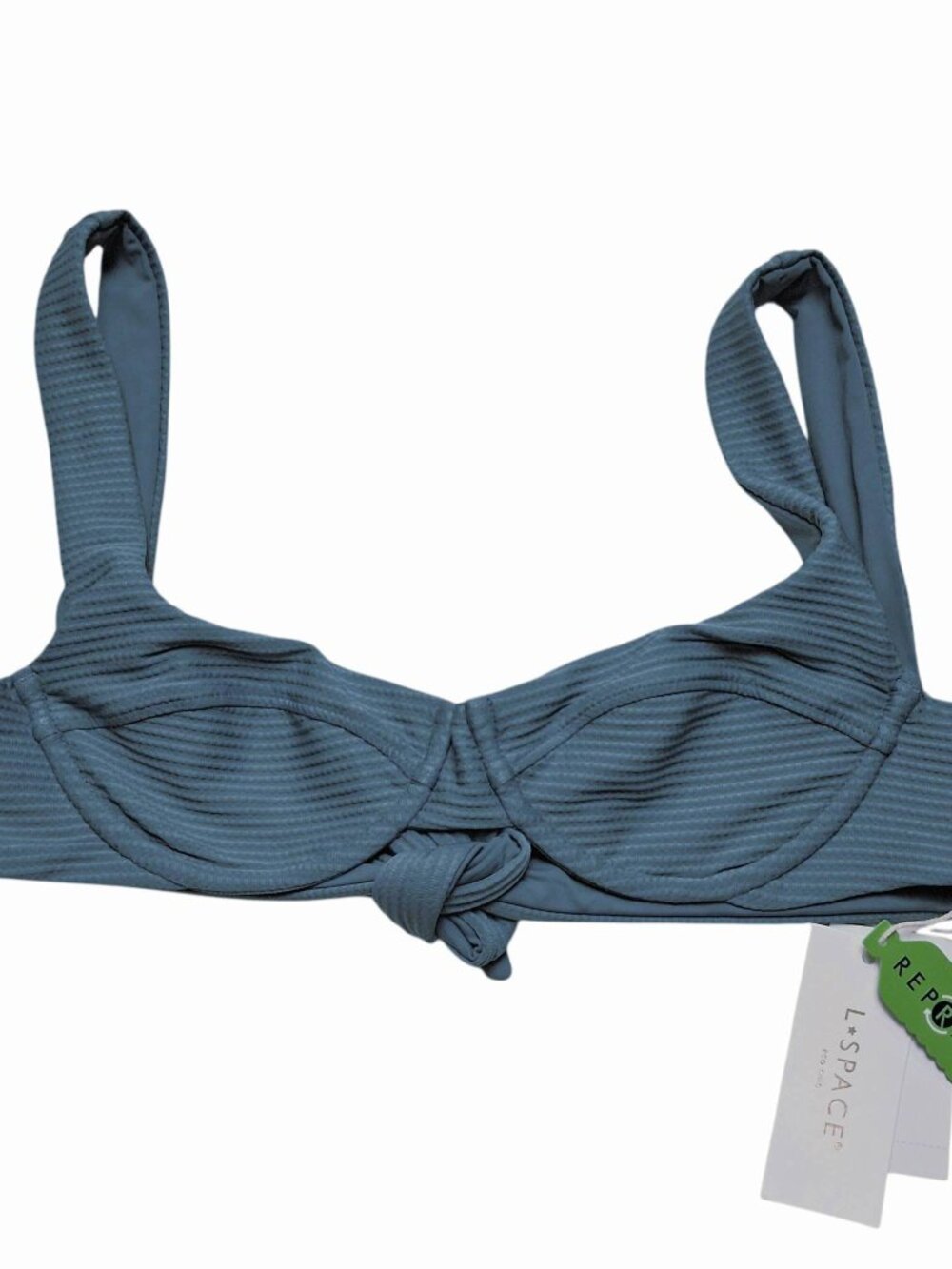 L*Space Nikita Bikini Top Blue Ribbed Size SMALL Swim NEW NWT